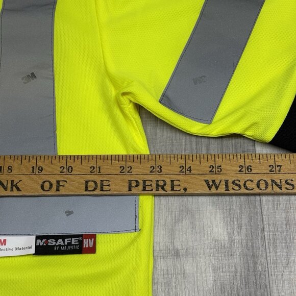 ✅M-Safe Majestic Reflective Polo Shirt LARGE Work Safety Yellow Style 75-5311 - Picture 4 of 7